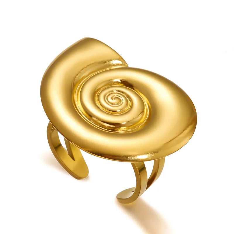 Bague Telline en acier inoxydable doré en forme de coquillage.