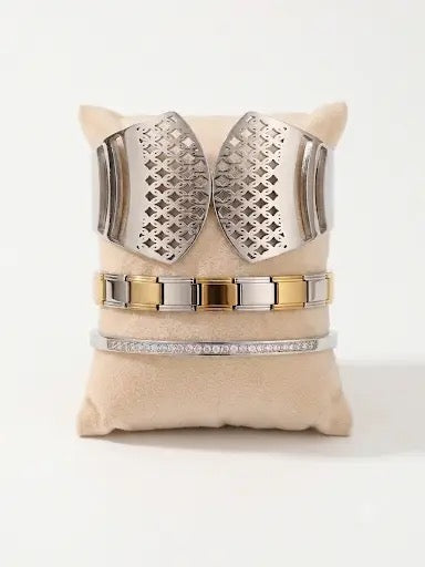 Composition bicolore bracelets en acier inoxydable pour femme 