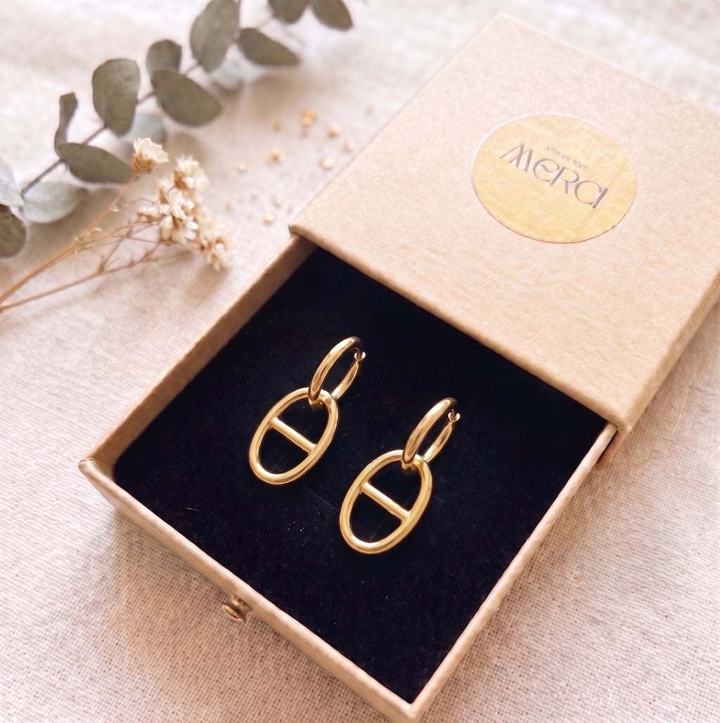 Boucles d'oreilles - Anneau personnalisable avec charms