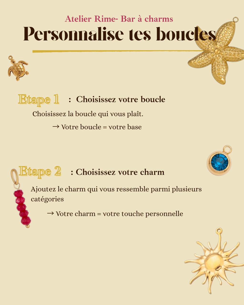 Boucles d'oreilles - Anneau personnalisable avec charms