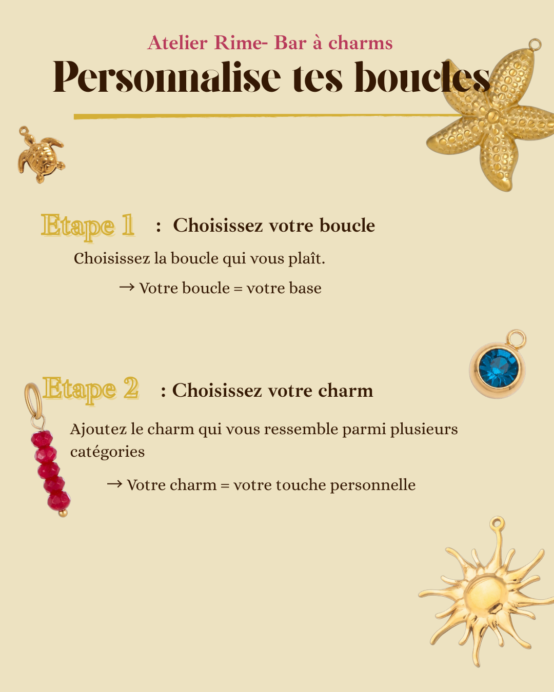Boucles d'oreilles - Anneau personnalisable avec charms