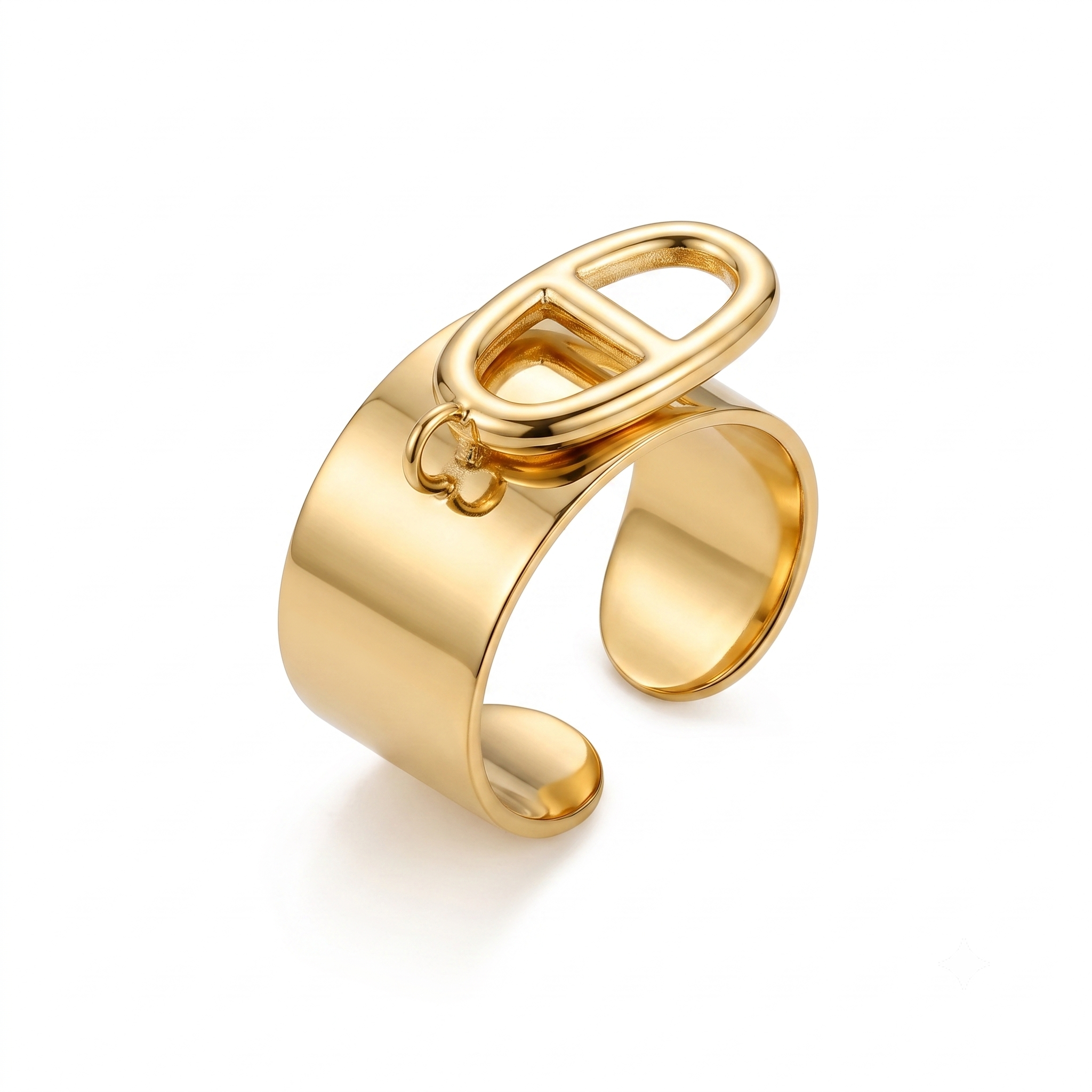 Bague Marine Dorée en acier inoxydable élégante pour femme